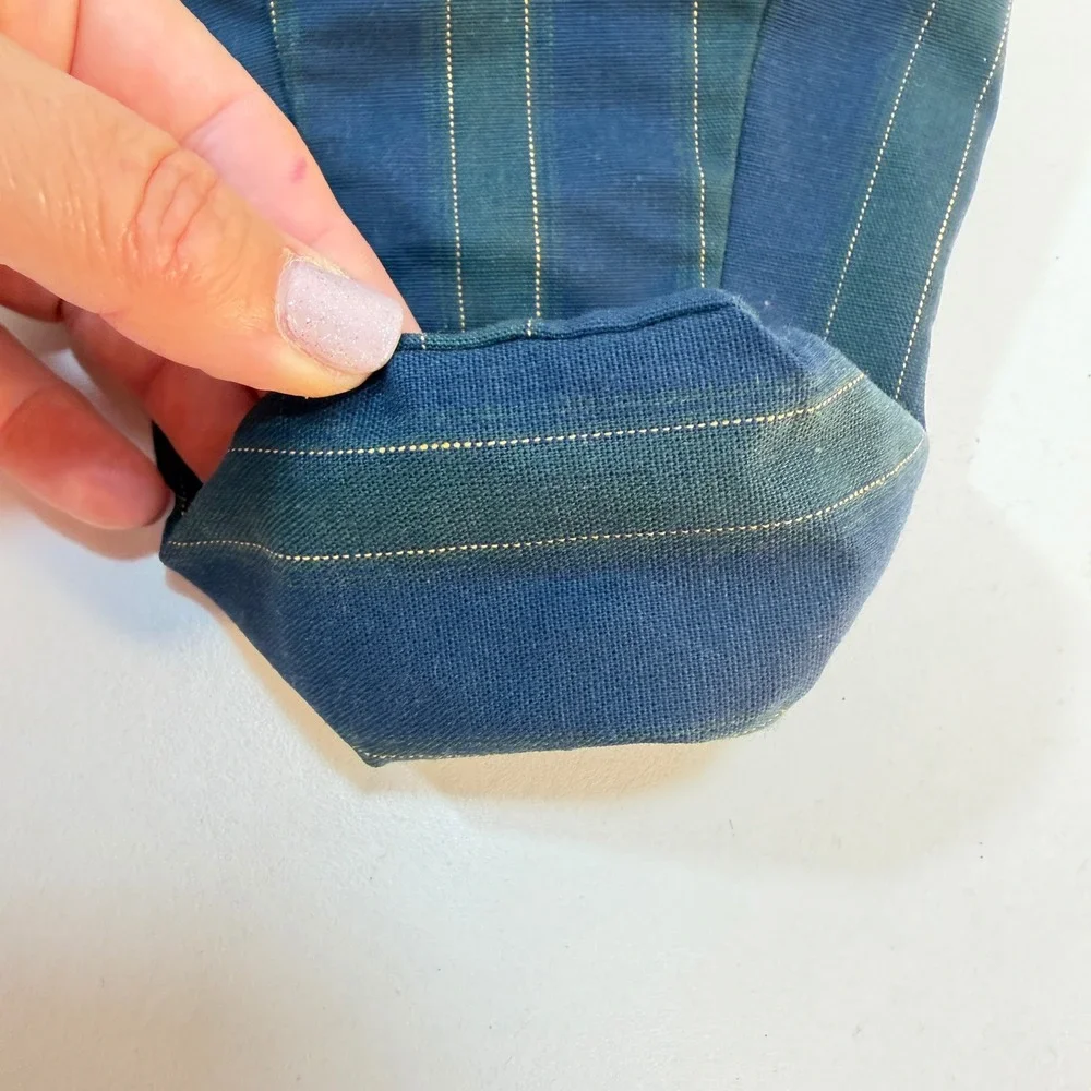 Longaberger Basket Liner Collectors Club 2001 Renewal Blue Green Striped Ruffle